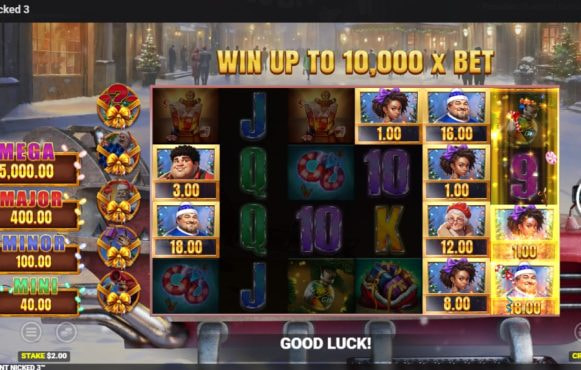 Screenshot from the new Saint Nicked 3 slot by Blueprint Gaming