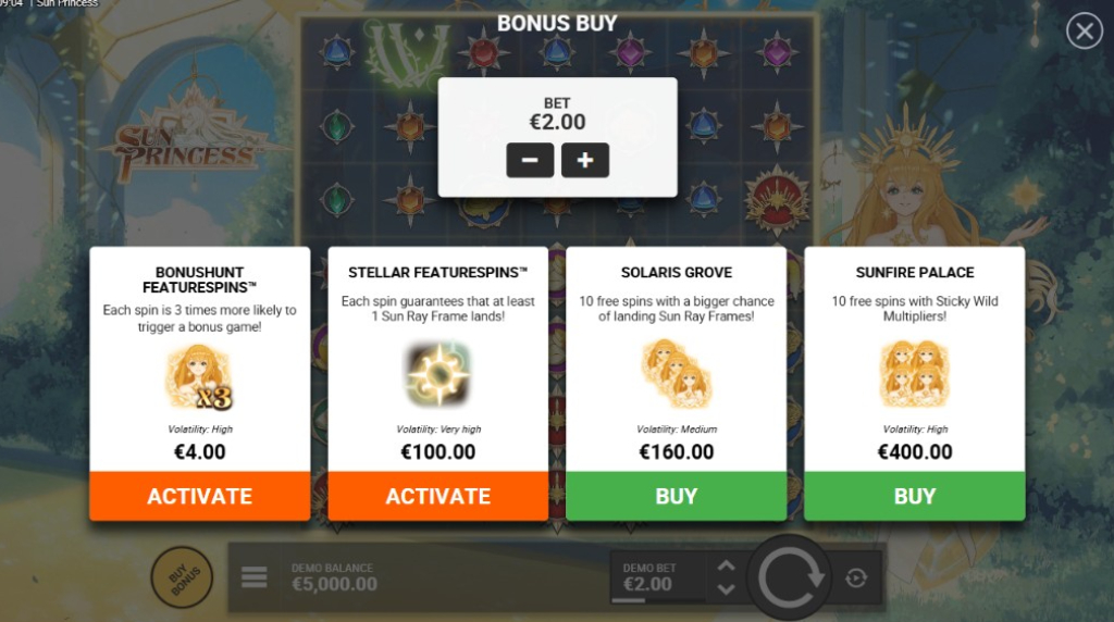 Screenshot from the Bonus Buy of Sun Princess