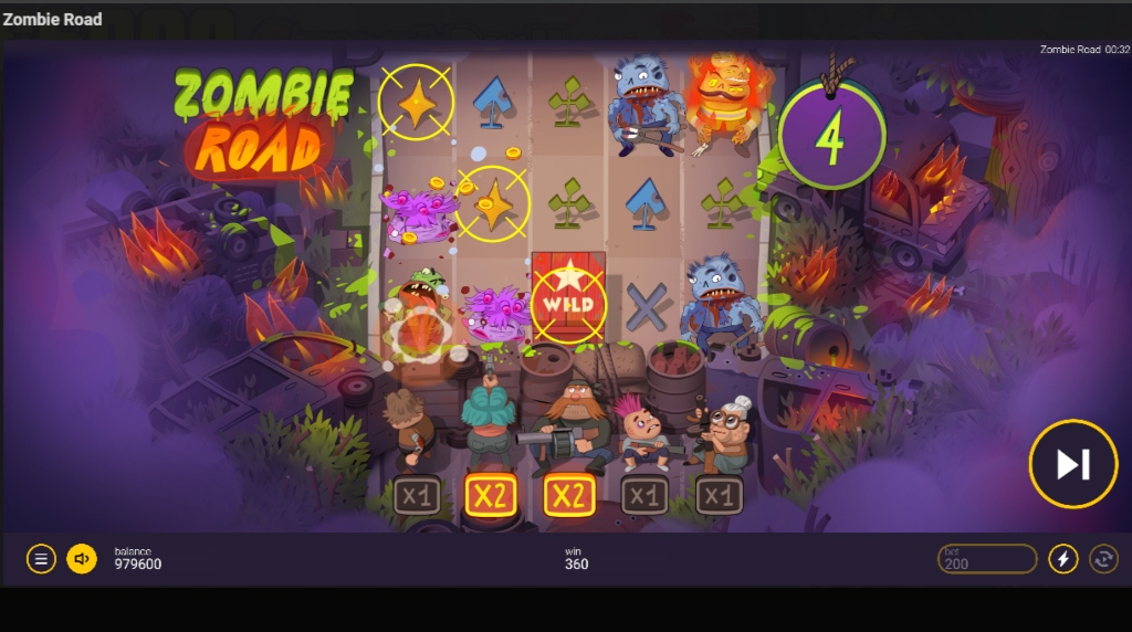 Screenshot from the new Zombie Road slot by Peter & Sons