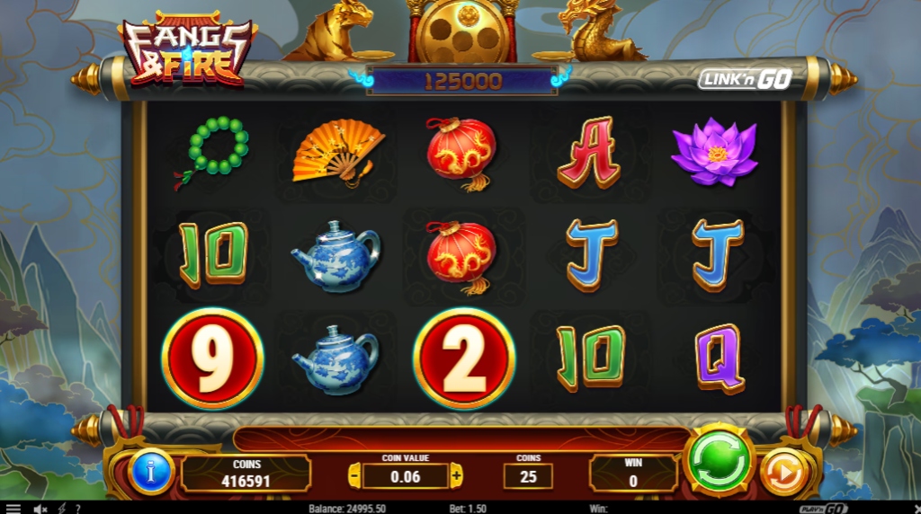 Screenshot from the New Fangs & Fire Slot by Play'n GO