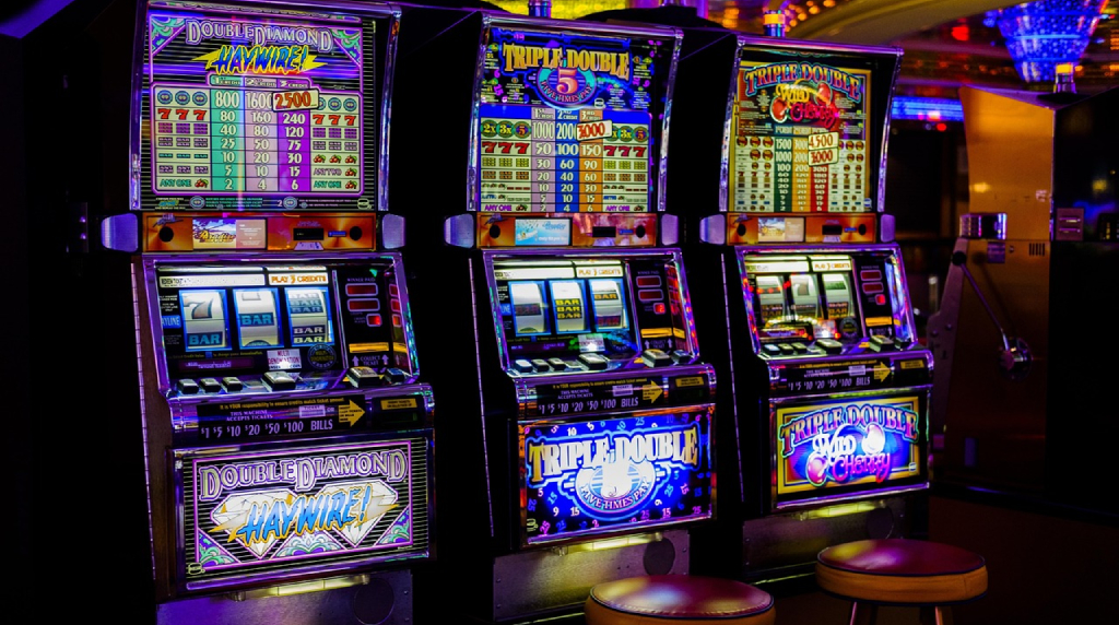 A row of slot machines