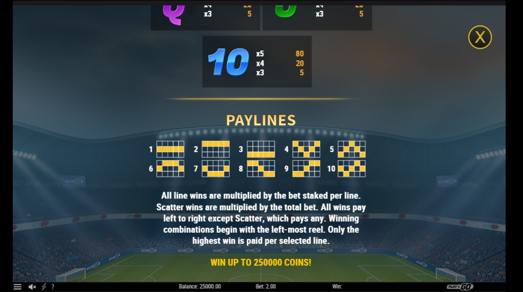 Screenshot from the Paytable of Stadium of Riches