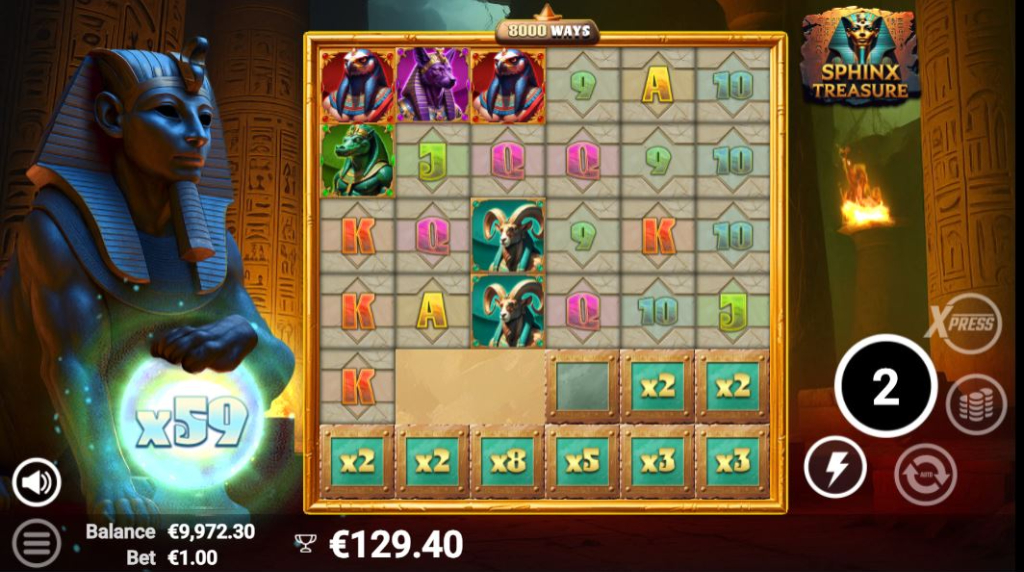Screenshot from the Bonus Round of Sphinx Treasure