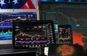 Screens showing price graphs and volume