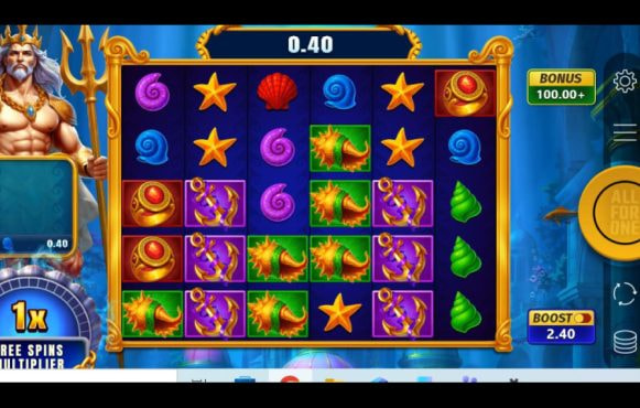 Screenshot from the Strike of Poseidon MultiChase slot by All For One Studios