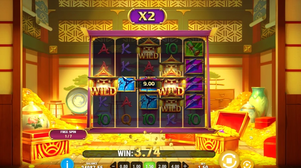 Screenshot from the Free Spin round of 3 Blades & Blessings