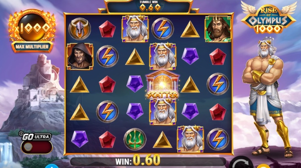 Screenshot from Rise of Olympus 1000 slot by Play'n GO