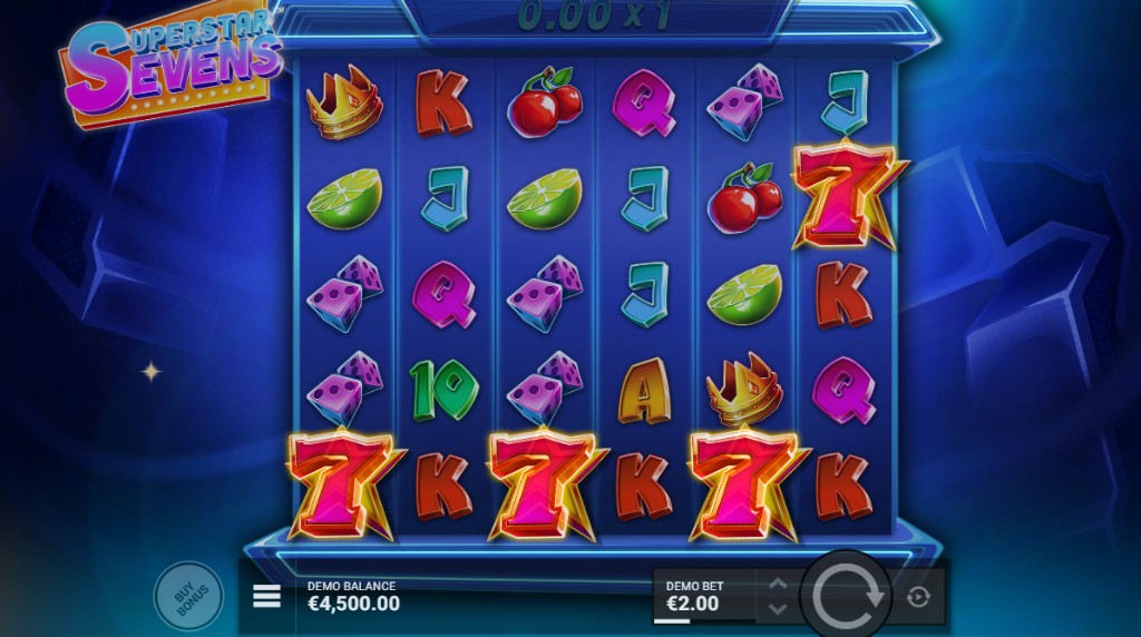 Screenshot from Superstar Sevens Lucky Strike free spin round