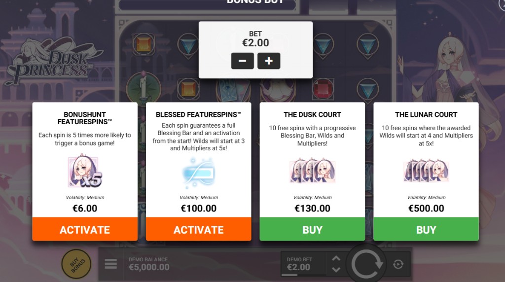 Screenshot from the Bonus Buy of Dusk Princess