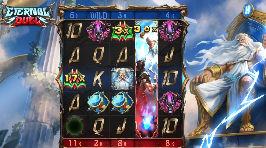 Screenshot from the Zeus Fury bonus round of Eternal Duel