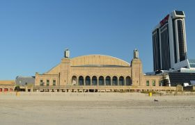 Atlantic City Casino towers over the beach
