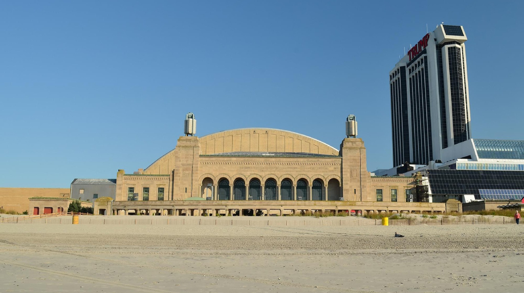 Atlantic City Casino towers over the beach