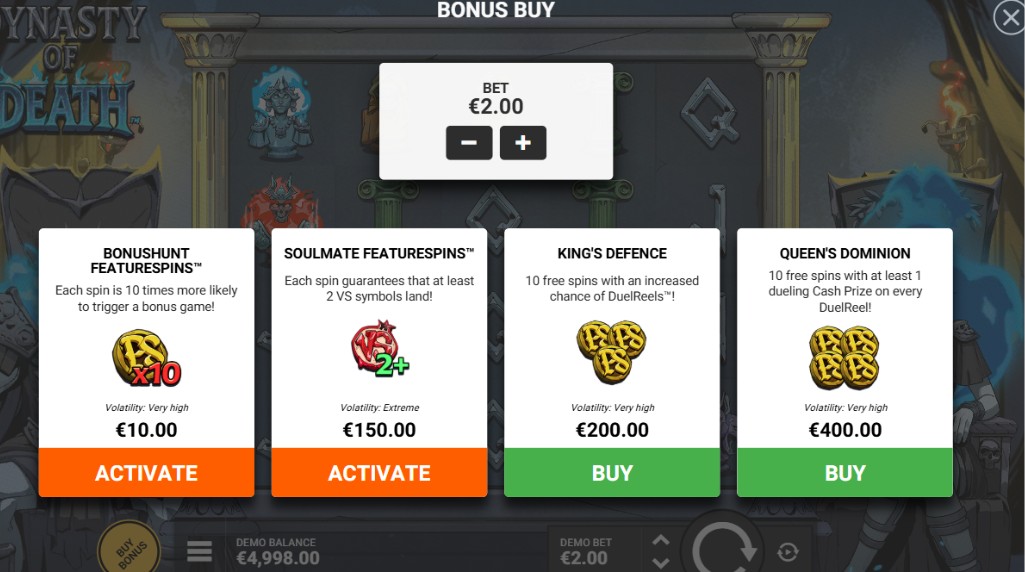 Screenshot from the Bonus Buy of Dynasty of Death