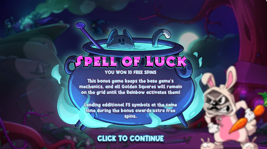 Le Bunny dancing around boiling cauldron.