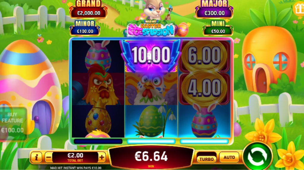 Screen shot from Mad Hit Easter Eggslosion slot from RubyPlay