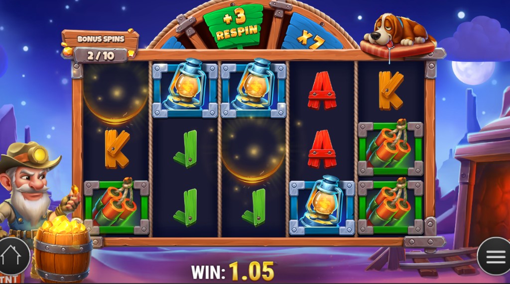 Screenshot from the free spins round of Nugget N' Nonsense
