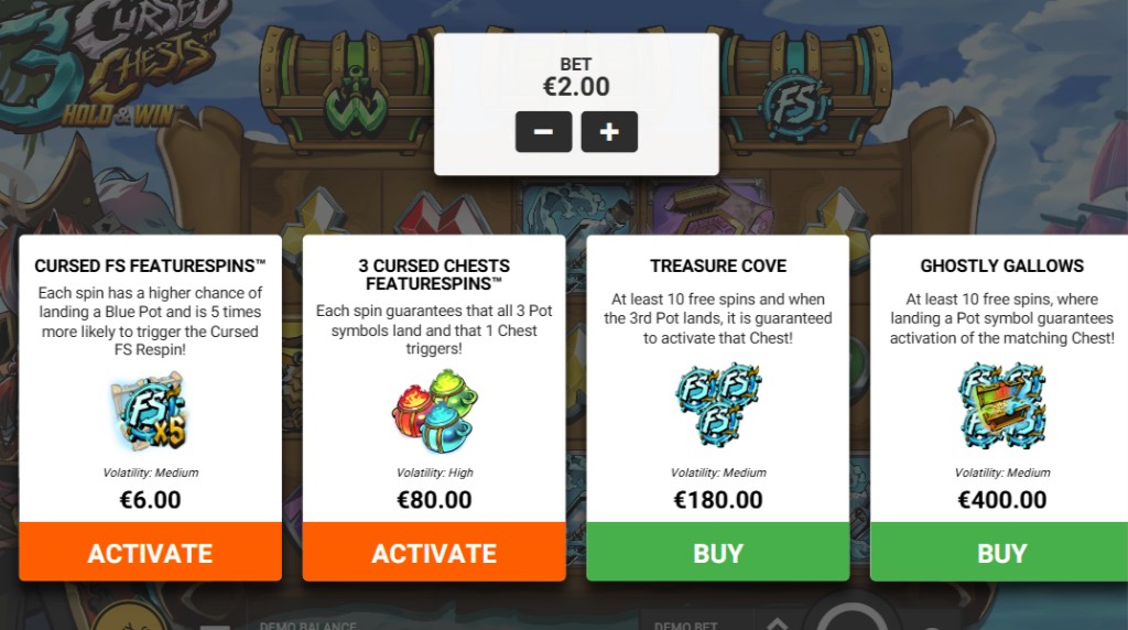 Screenshot from the Bonus Buy of 3 Cursed Chests