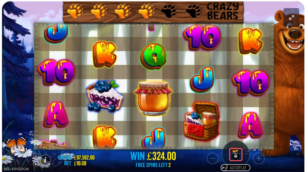 Screenshot from the free spins of Bear Crazy