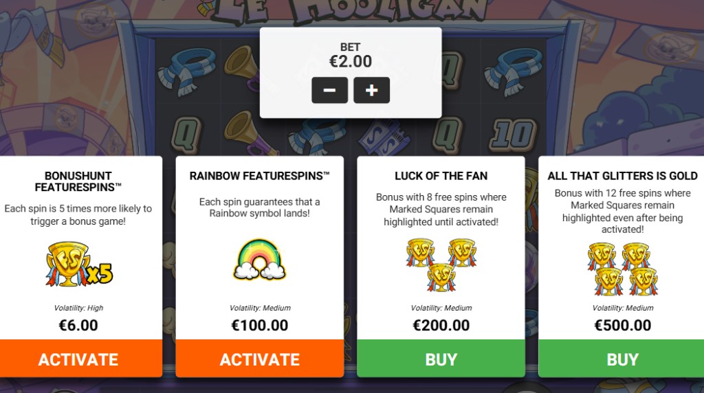 Screenshot from a Le Hooligan Bonus Buy feature