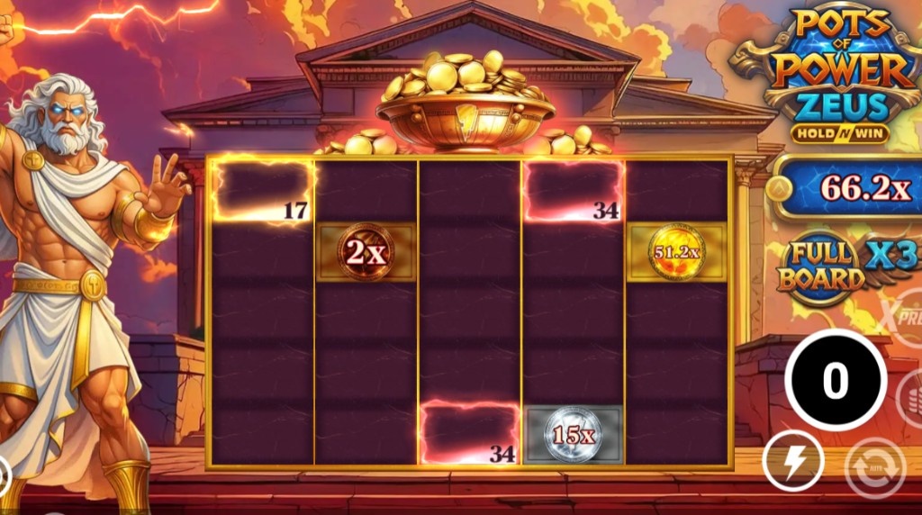 Screenshot from the Bonus Round Feature of Pots of Power Zeus