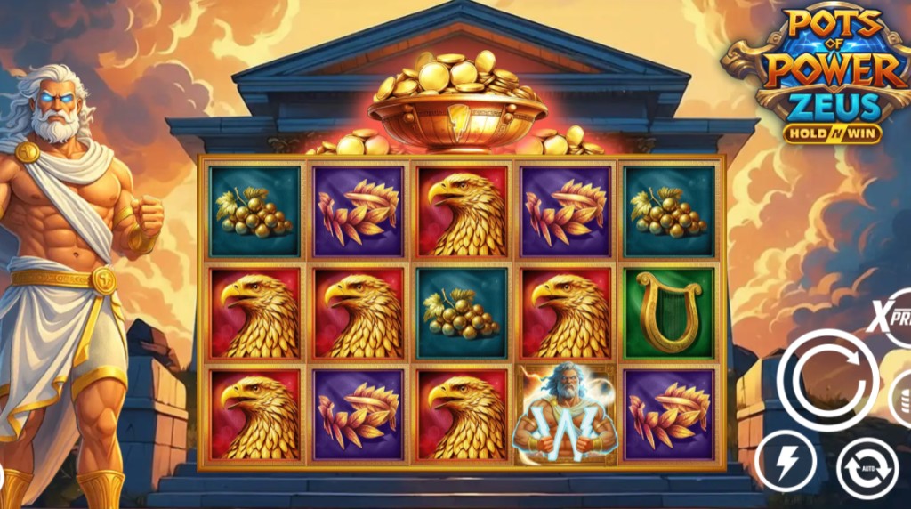 Screenshot from the Pots of Power Zeus Slot by AvatarUX