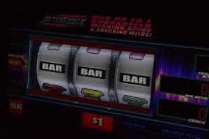 A slot machine showing a jackpot win