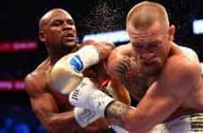 Mayweather lands a punch on McGregor