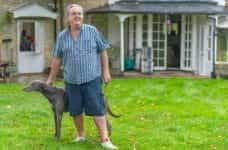 Harry Findlay at home with his dogs