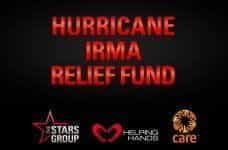 A promotional image for the PokerStars Hurricane Irma relief fund