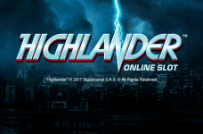 A promotional image for the Highlander movie slot game from Microgaming