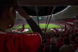 Fans in the stadium at a football match