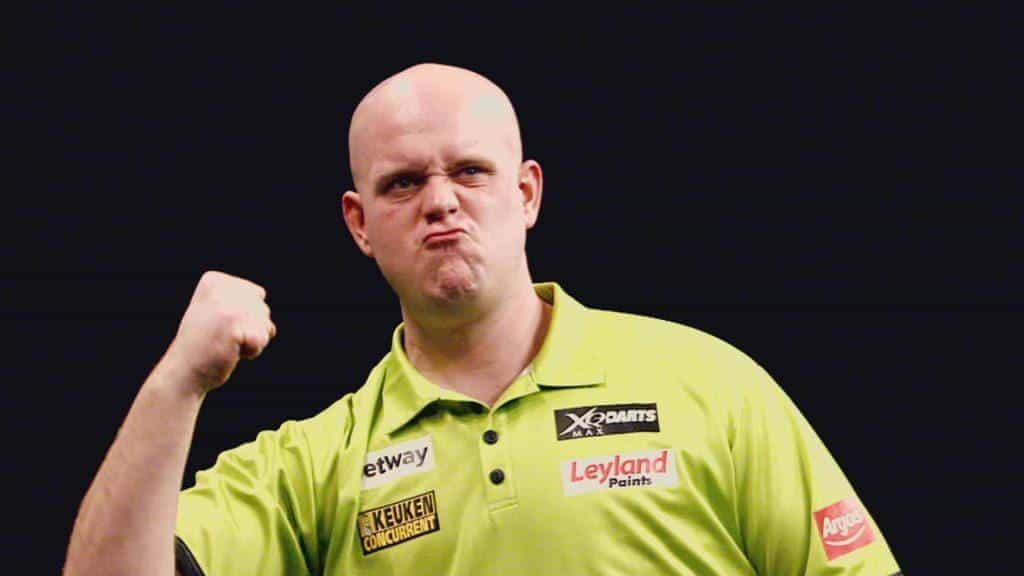 Michael van Gerwen celebrating a darts victory