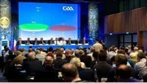The GAA congress taking a vote to ban gambling sponsorship.