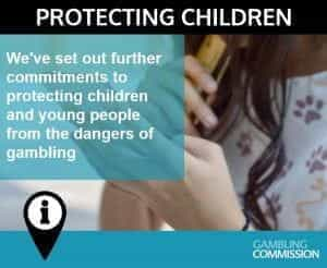 Twitter post from UK Gambling Commission that announces their new commitments to combating childhood gambling. 