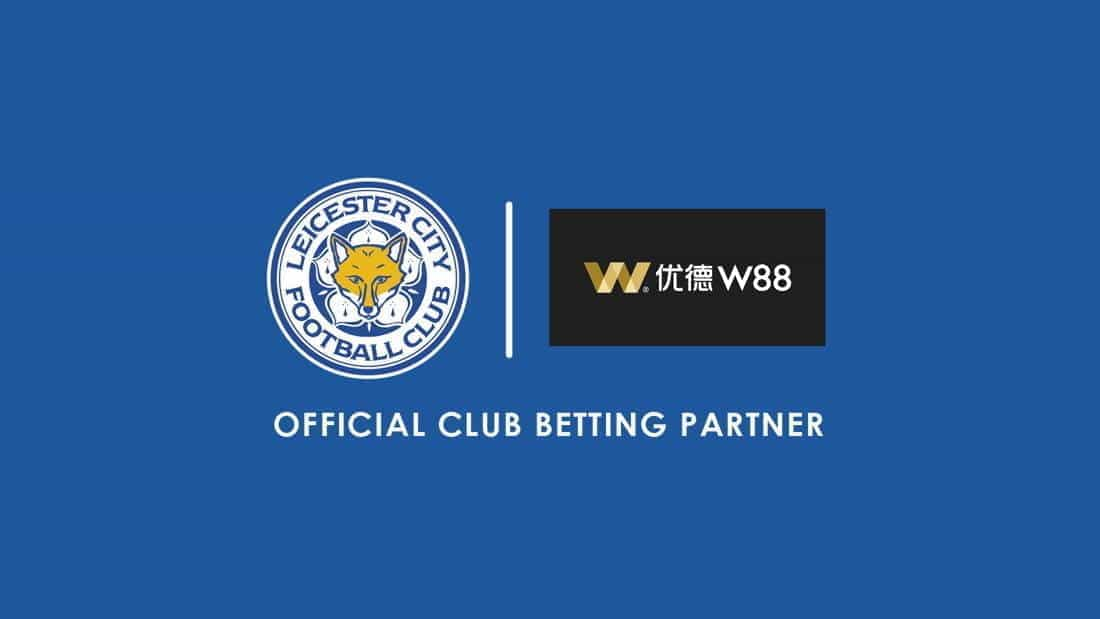 The W88 logo and the Leicester City Football Club logo.