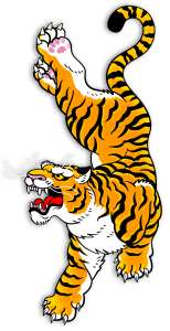 The Tiger Rush tiger mascot.