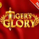 A promotional title card for Quickspin's new slot that says Tiger's Glory.