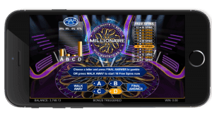The Who Wants To Be A Millionaire Slot game by Big Time Gaming shown on a mobile device