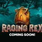 Play'n GO's Raging Rex logo featuring the head of the t-rex.