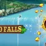 The Wild Falls logo and a gold chest superimposed over a waterfall.