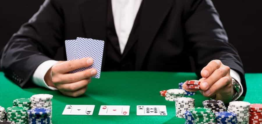 A man at a poker table.