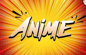 The word "Anime" stylised with a explosion background.
