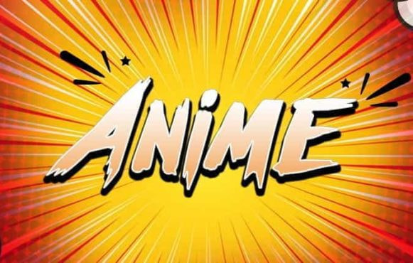 The word "Anime" stylised with a explosion background.