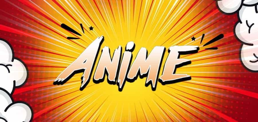 The word "Anime" stylised with a explosion background.