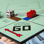 A close-up of a Monopoly board game.