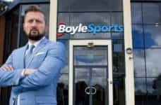 CEO Conor Gray in front of a BoyleSports shop.