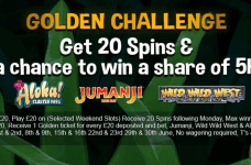 Get 20 spins and a chance to win 5k with the Golden Challenge.