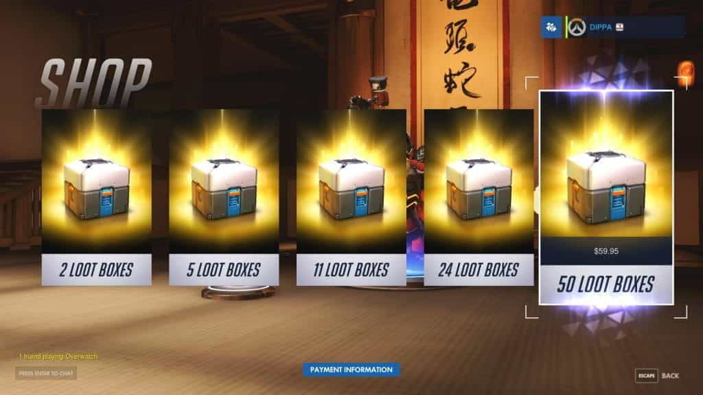 Video game loot boxes.