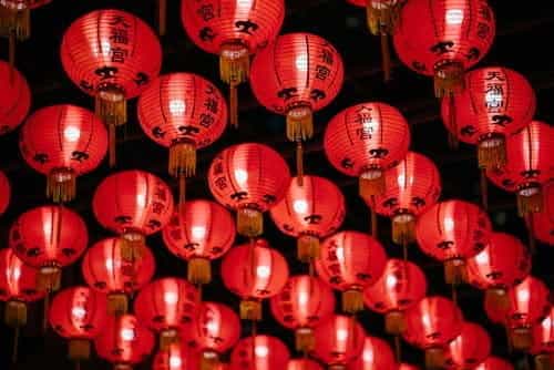 Red Chinese lanterns.