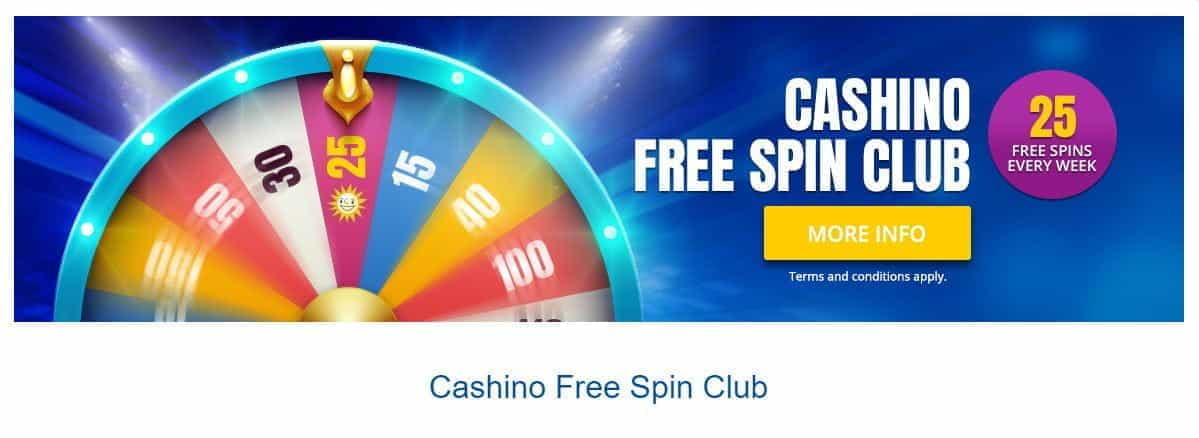 The Cashino Free Spin Club promotion.